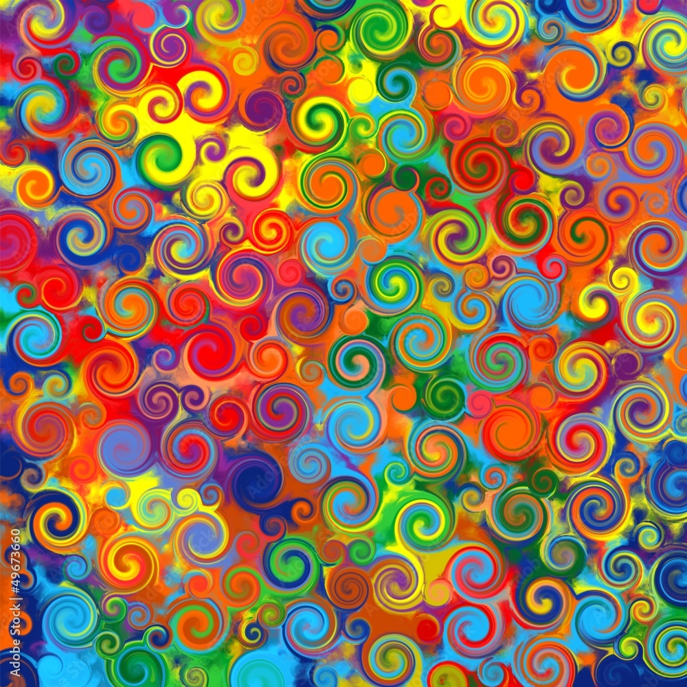Abstract art rainbow circles twirl colorful pattern background