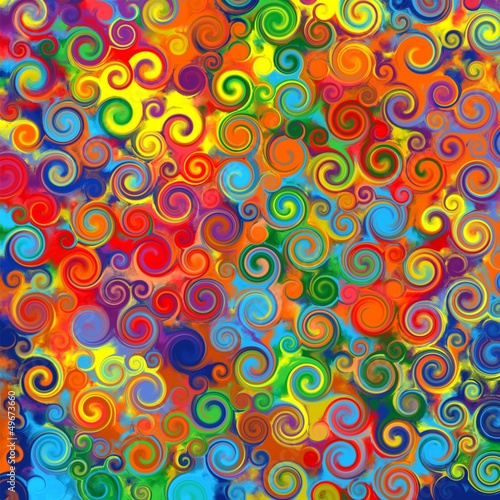 Abstract art rainbow circles twirl colorful pattern background
