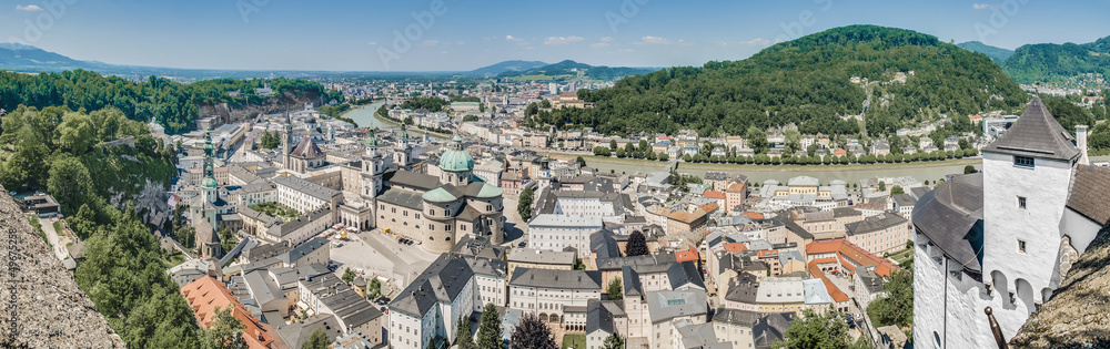 Salzburg skyline as seen from the western viewpoint of th fortre