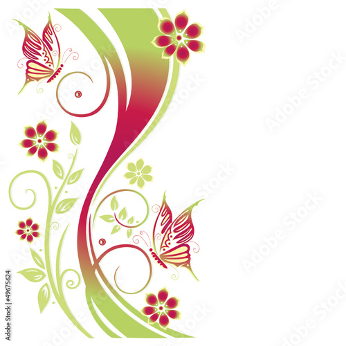 Frühling, frame, Blätter, Laub, Ranke, grün, rot