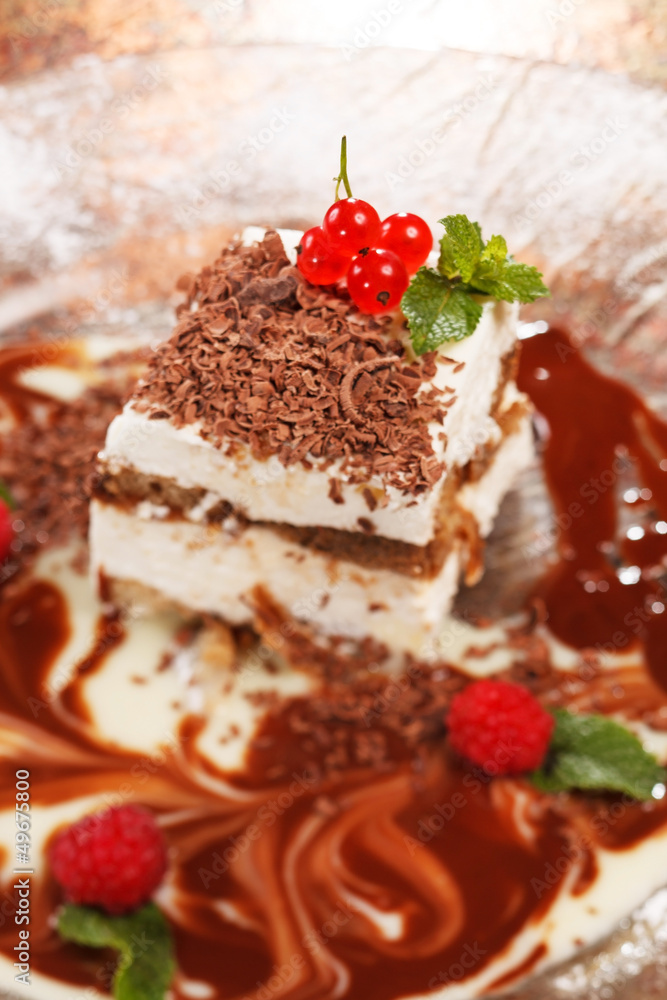 Italian dessert with berries Italian dessert with berries