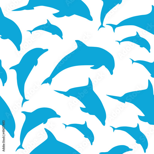 vector seamless pattern with dolphins