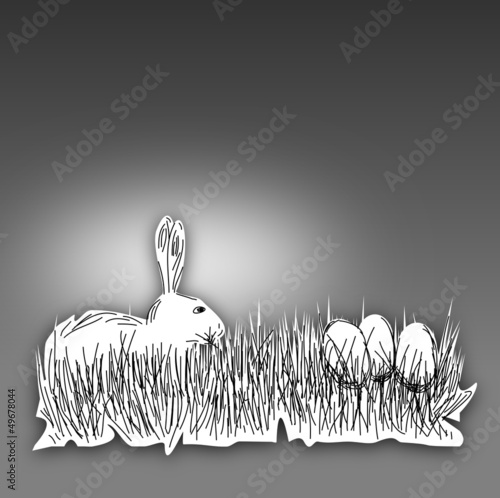 Ostermotiv - Hase mit Ostereiern gezeichnet