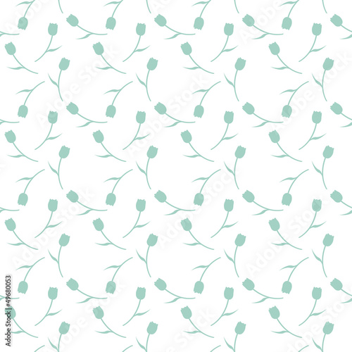 Pattern blue tulips on white background