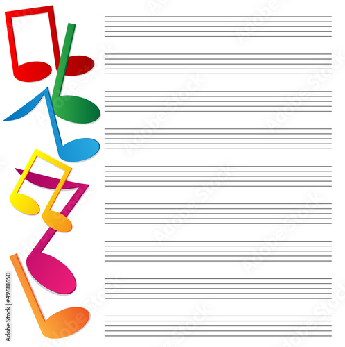 music paper is decorated by varicoloured notes