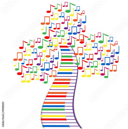 varicoloured abstract tree from notes and keys