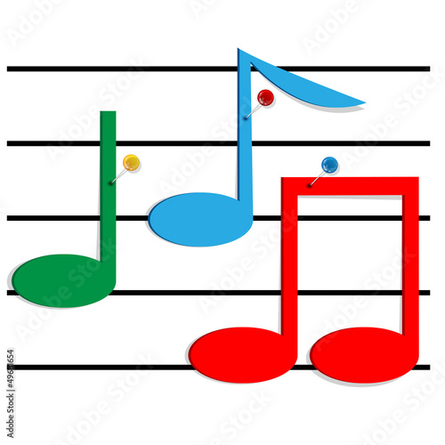 varicoloured notes are fastened by pins