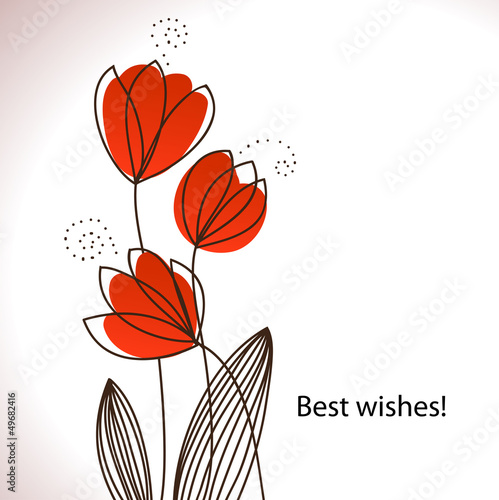 Card with vector stylized flowers