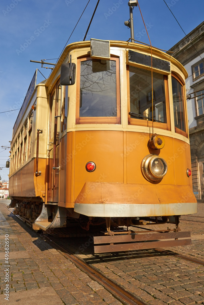 Front of a traditional old electric tram