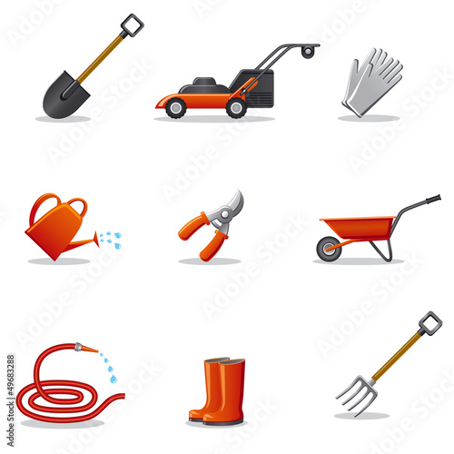 garden tools icon set