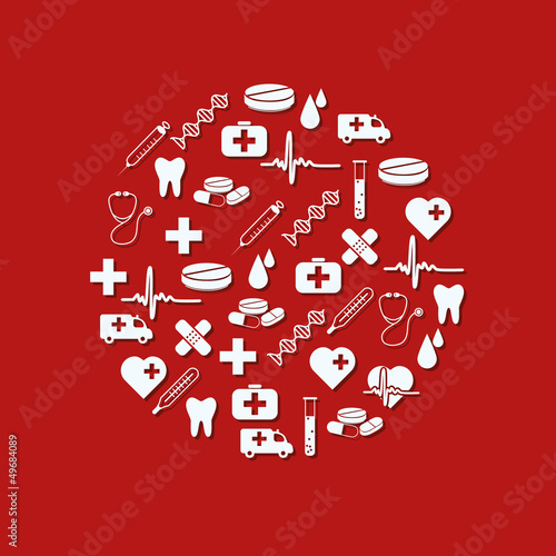 medical icons in circle