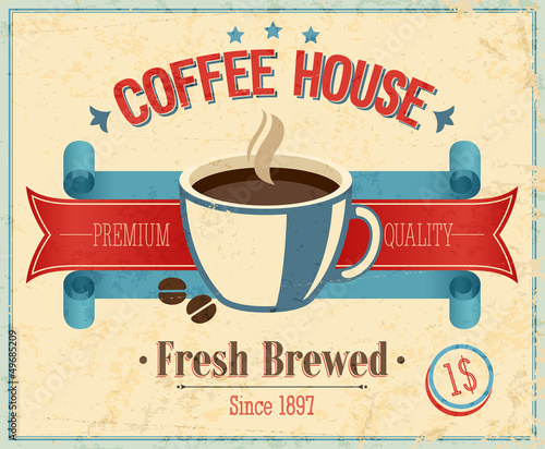 Vintage Coffee House card. Vector illustration.