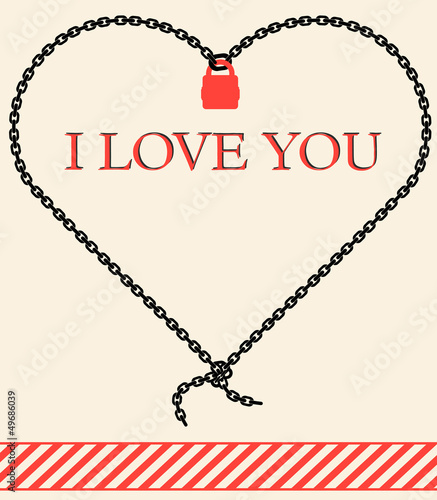 Vector valentine card.  chain and pudlock. i love you photo