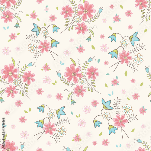 Vintage wildflowers seamless