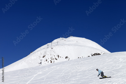 Snowboarder at the ski resort in nice day