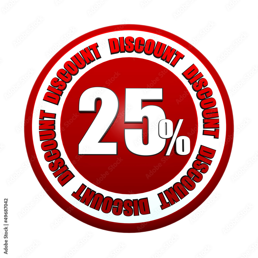 25 percentages discount 3d red circle label