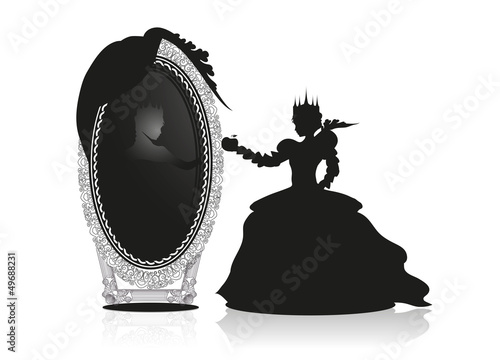 Die böse Königin vor dem sprechenden Spiegel