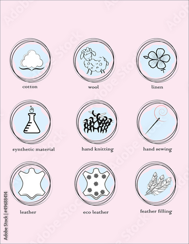 Stylized symbols for different types of textiles