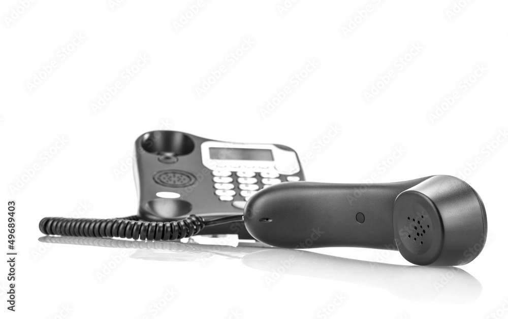 Black business phone on white background Black business phone on white background