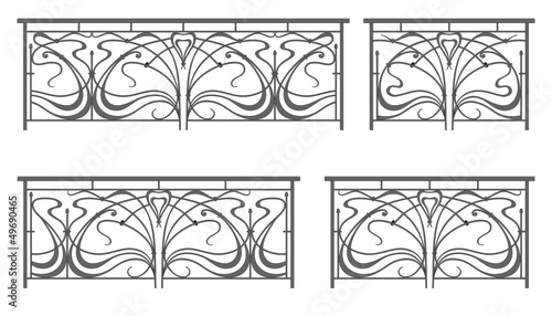 Vector set: wrought iron fence and grilles