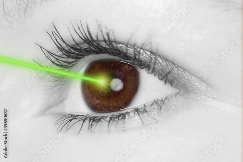 Auge mit Laserstrahl