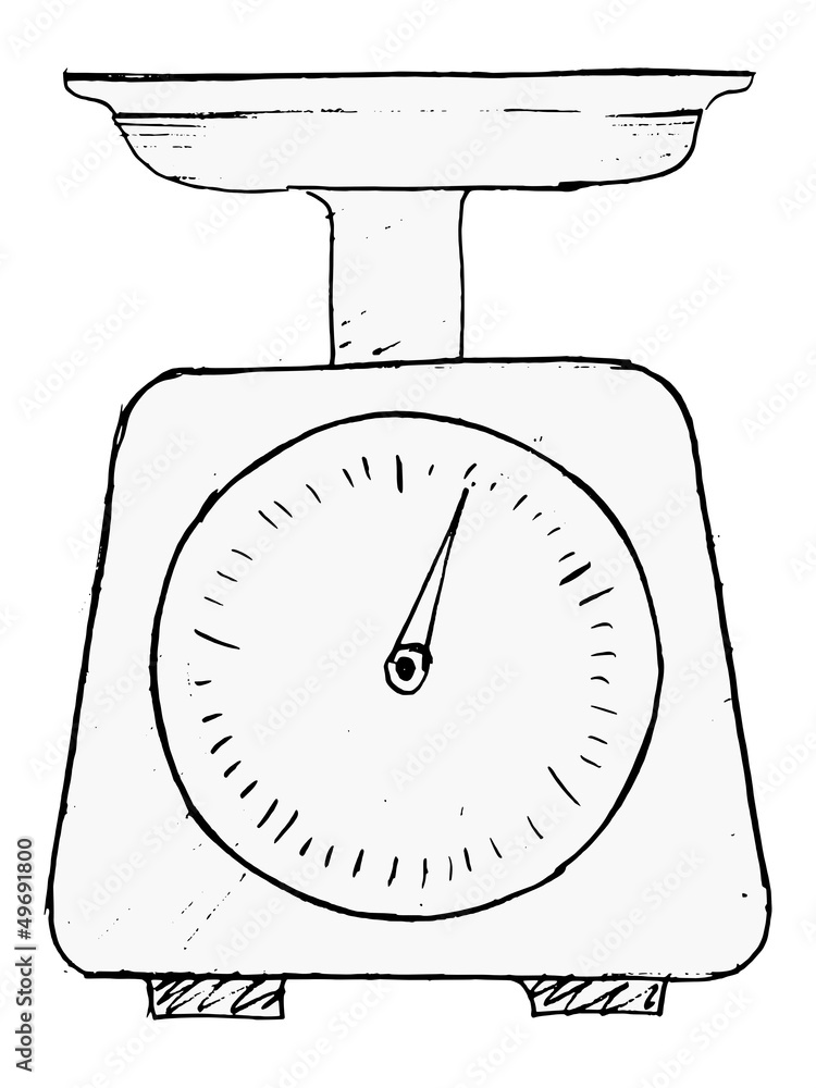 hand drawn, vector, sketch illustration of domestic weigh-scales Stock  Vector | Adobe Stock