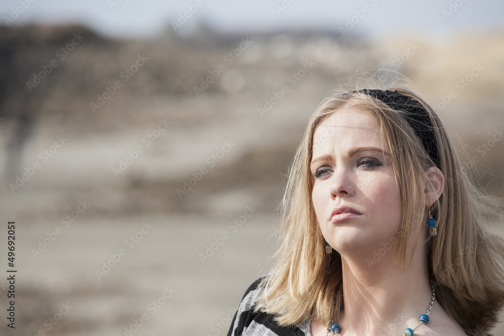 Young Woman with Beautiful Blue Eyes