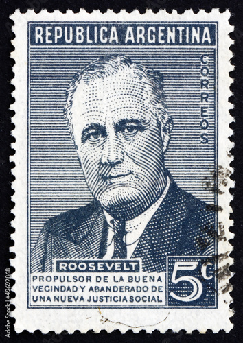 Postage stamp Argentina 1946 Franklin Delano Roosevelt photo