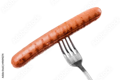 Bild auf Leinwand Sausage on a fork