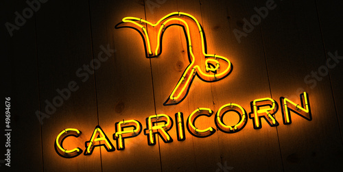 Capricorn Zodiac Sign in Neon