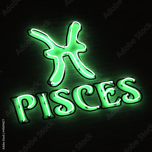 Pisces Zodiac Sign in Neon