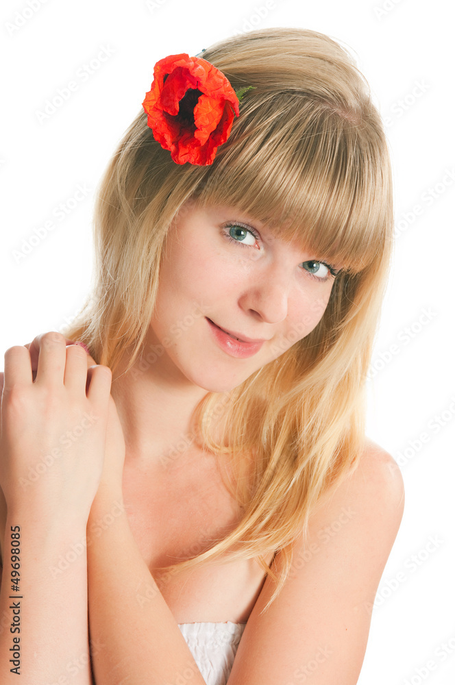 Naklejka premium The girl with flowers