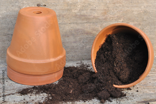 terreau renversé d'un pot