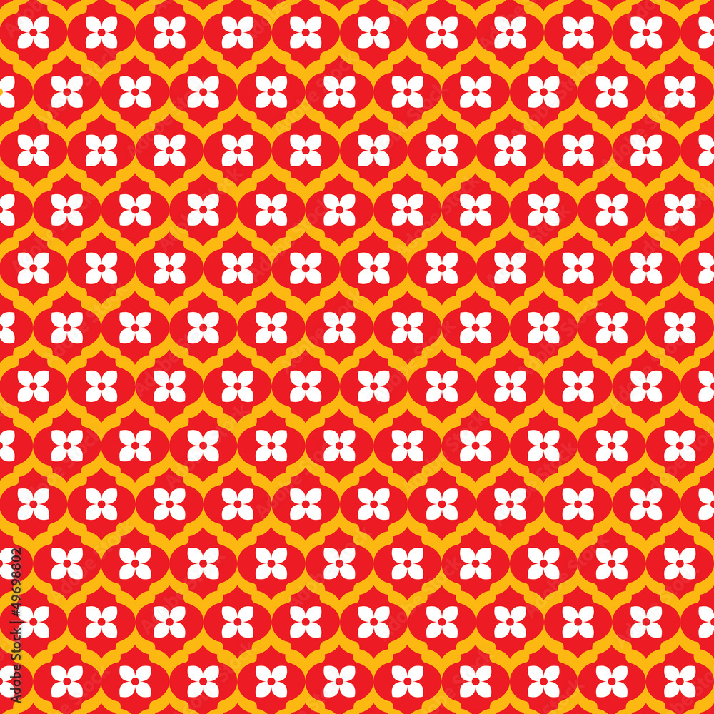white flower on red background pattern stock vector