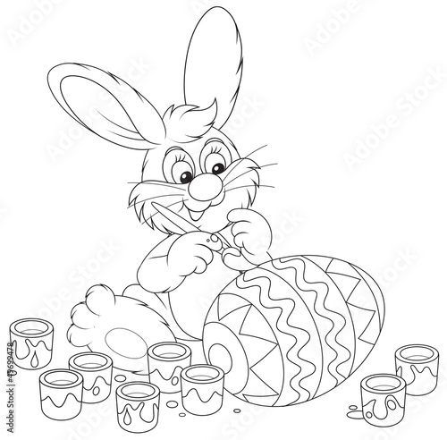 Easter Bunny painting a big...