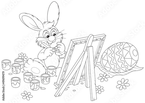 Easter Bunny drawing a deco...