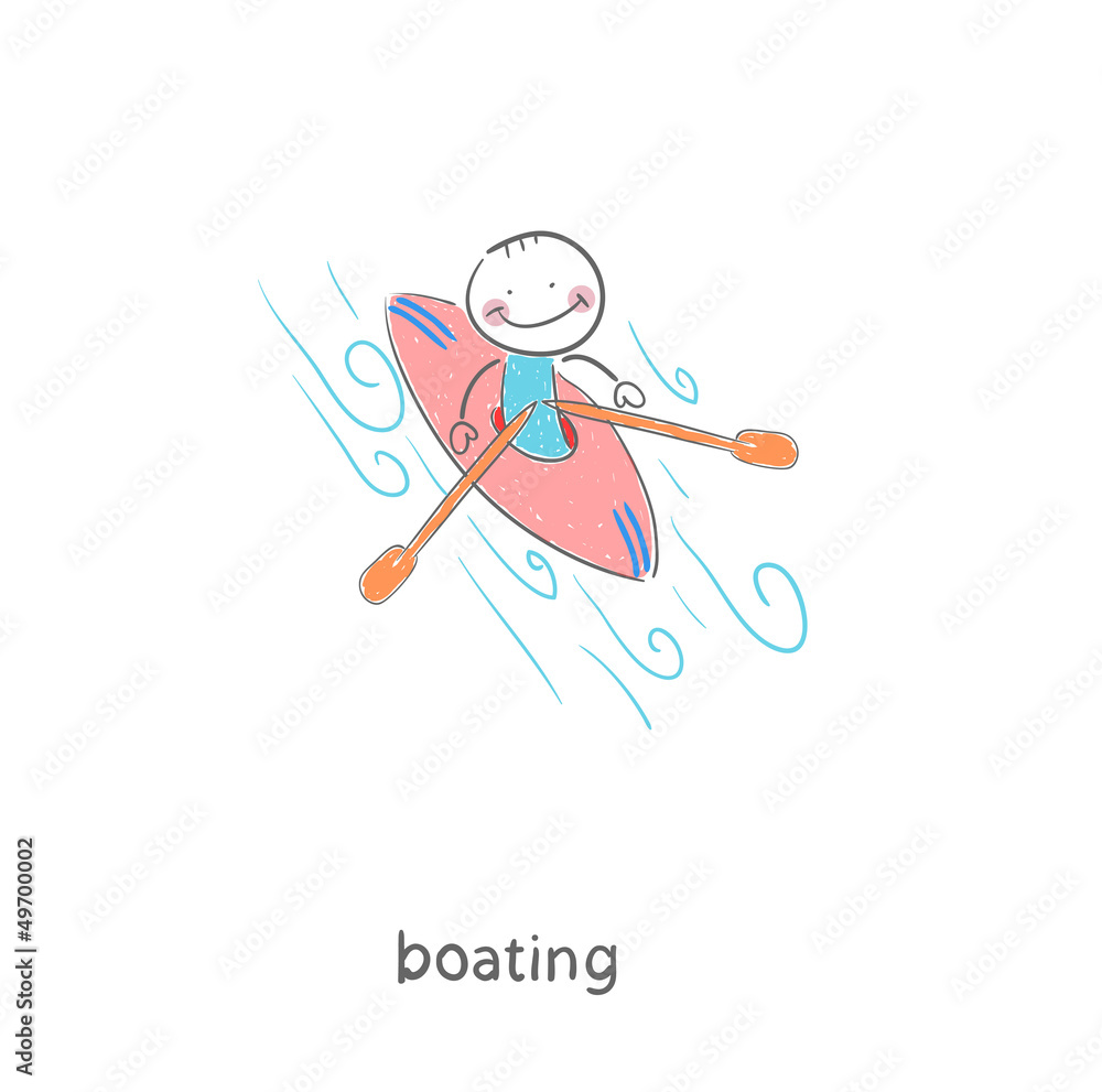 A man in a kayak. Illustration. A man in a kayak. Illustration.