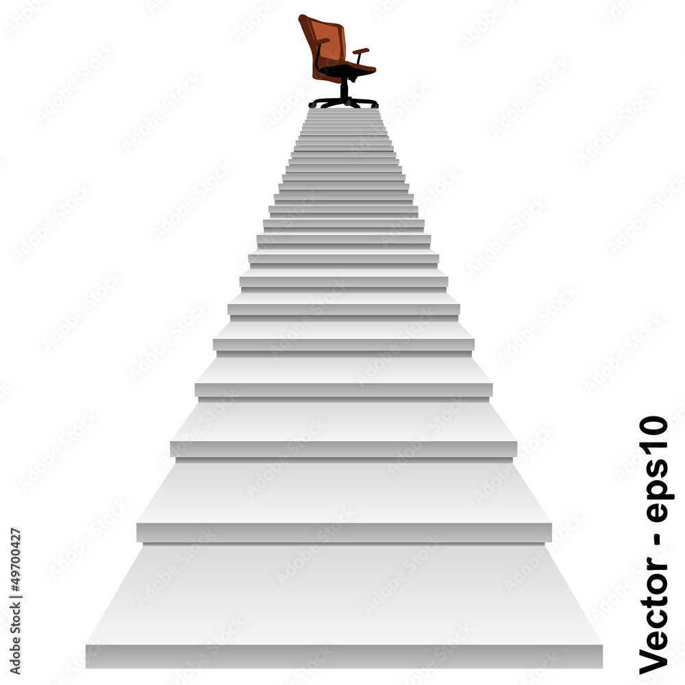 Fototapeta premium Vector conceptual stair with a chair on top
