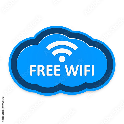 Blue Free Wifi Cloud Icon isolated on White Background