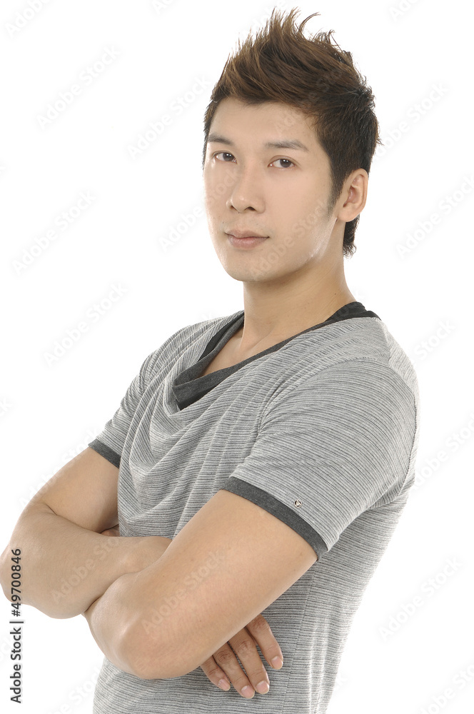 Portrait of happy smiling young men in gray shirt Portrait of happy smiling young men in gray shirt
