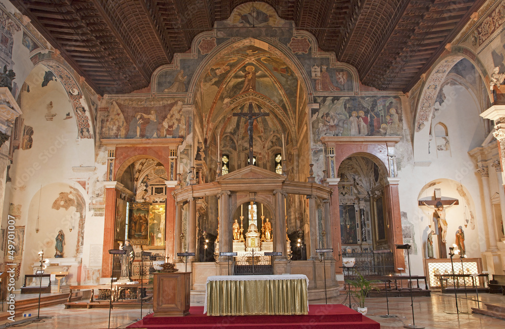 Verona -  Interior of church San Fermo Maggiore