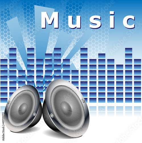 Blue music background with speakers