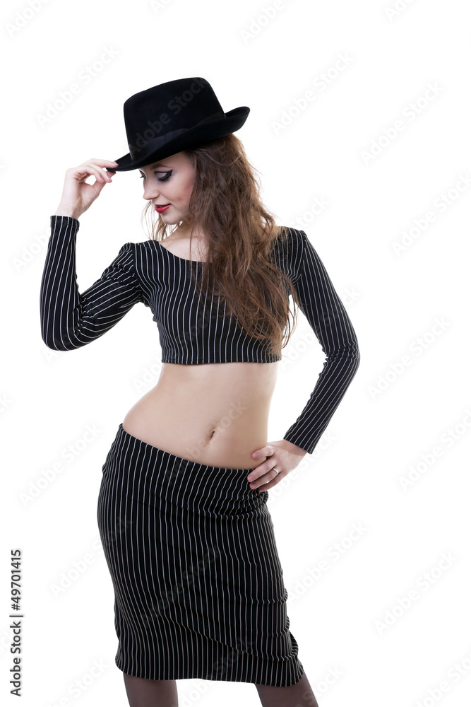 Sexy girl wearing a hat isolated on white Sexy girl wearing a hat isolated on white