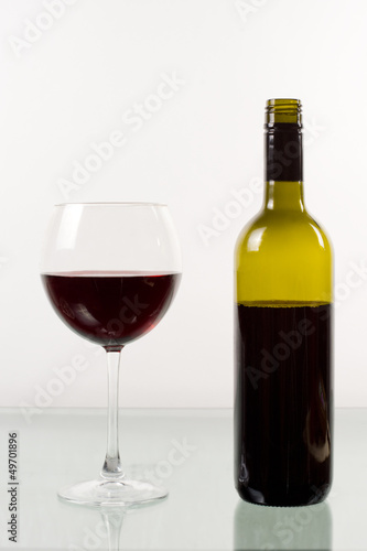 Bottle and glass of red wine