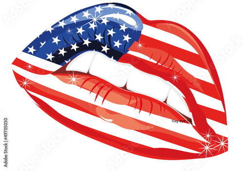 Flags of the USA in sensuality lips