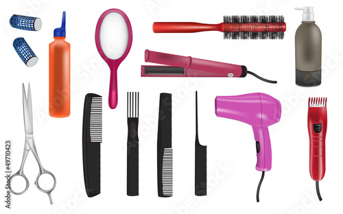 hairdresser realistic vector icons