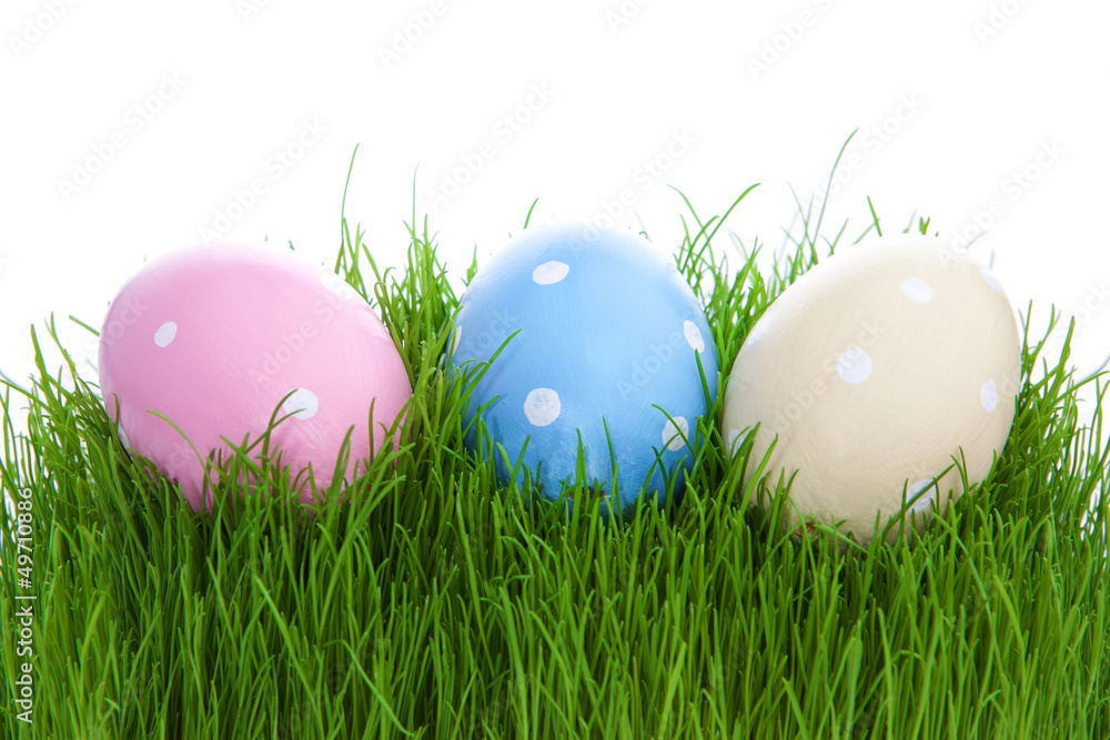 Easter eggs on green grass Easter eggs on green grass