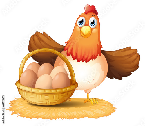 A hen and a basket of egg