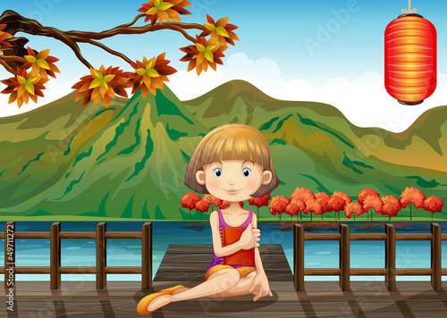 A woman at the wooden port