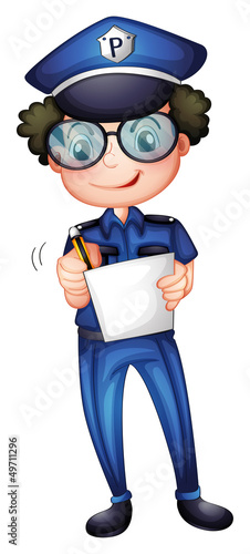 A policeman with a pen and paper